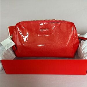 Coach Glossy Red Cosmetic Bag